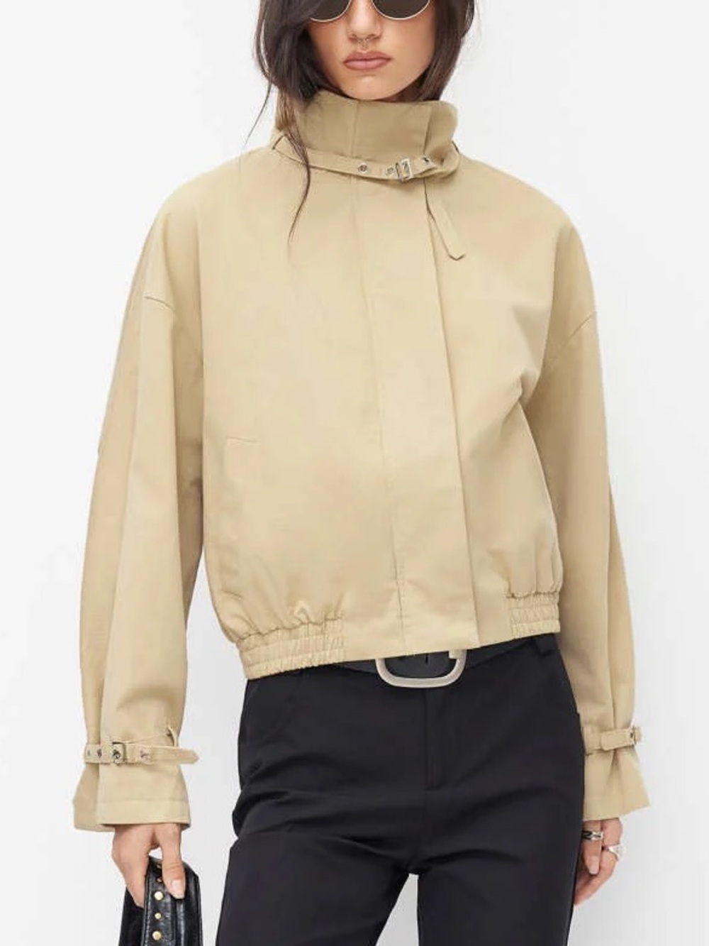 Cotton High Neck Zip Through Windbreaker